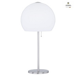 Table lamp BOLERO, height 60cm, with series pull switch, 3x E27, matt opal glass / matt nickel