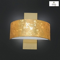 LED wall lamp GEA, semicircular, 2x G9, matt brass / gold leaf shade