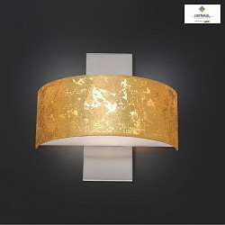 LED wall lamp GEA, semicircular, 2x G9, matt nickel / gold leaf shade