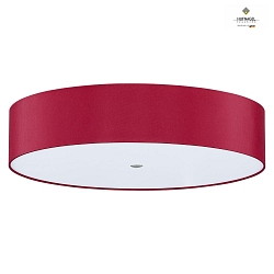 Ceiling luminaire ALEA,  78cm, 3x E27, matt nickel / acrylic cover / chintz shade, ruby