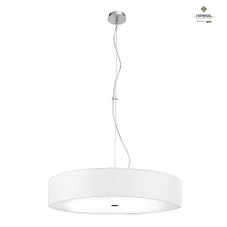 Pendant luminaire ALEA,  60cm, 3x E27, matt nickel / acrylic and glass fibre cover / chintz shade, white