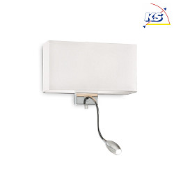 Wall luminaire HOTEL AP2, 2 flames, 1xE27 and 1xLED, white