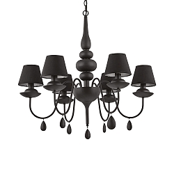 Lysekrone BLANCHE SP6, 6-flammer, E14, sort