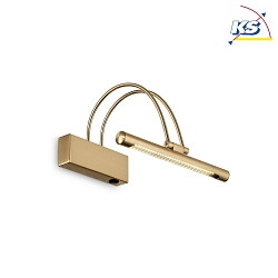 LED wall luminaire BOW, width 26cm, 2.5W 3000K 150lm, pivotable, with switch, brushed brass