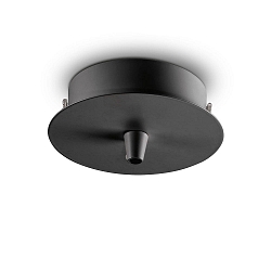 Ceiling canopy for Pendant luminaires, 1-fold, ROUND, black