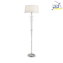 Floor luminaire FORCOLA, height 175cm, E27, with switch, metal / glass / fabric shade