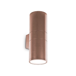 Udendørs wall luminaire GUN BIG up / down, 2-flammer E27 IP54, gennemsigtig, kaffebrun 