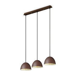 Pendant luminaire FOLK, 3 flames, lenght 72cm, E27, rust look / white