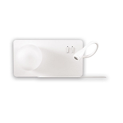V�glampe BOOK 2 med afbryder, med fleksibel arm, med USB tilslutning G9 IP20, satin, hvid, pulverlakeret