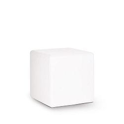 Outdoor floor luminaire LUNA, IP44, E27, cable with plug and earth spike, 40cm cube, opal
