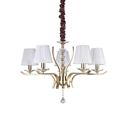 Pendel PEGASO 5-flammer E14 IP20, messing b�rstet, organza