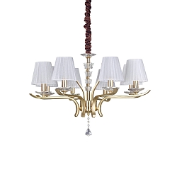 Pendel PEGASO 8-flammer E14 IP20, messing b�rstet, organza
