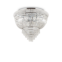 Ceiling luminaire DUBAI, 6 flames, Ø 52cm, E14, metal / refined chrystal, chrome