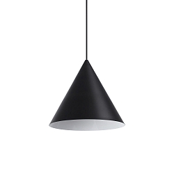 Pendant luminaire, A-LINE, � 30cm, E27, matt black / shade white on the inside