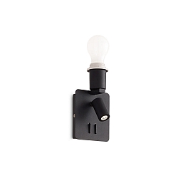 V�glampe GEA MAP2 SQUARE svingbar, med afbryder, uden sk�rm E27 IP20, sort, pulverlakeret