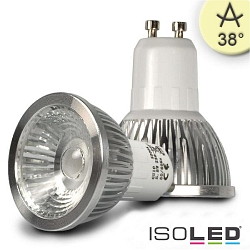 LED spot COB, GU10, 5.5W 2700K 330lm 964cd 38, dimmable, brushed aluminium / clear