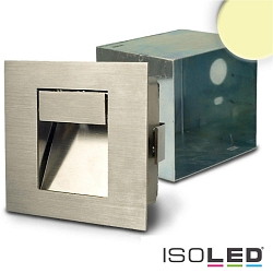 Outdoor Recessed LED luminaire, angular, IP44, 1W 2900K 56lm 30, incl. mounting frame, inox / glass satin