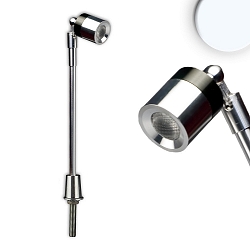 LED Vitrinen-Leuchte, IP40, height 25cm, 3W 5200K 100lm 671cd 25�, swivelling, aluminium / chrome