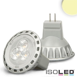 Pin based LED reflector lamp MR11 with lens, 12V AC / DC, G4, 2.5W 3000K 210lm 981cd 30, not dimmable