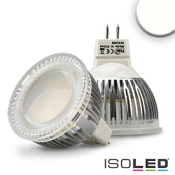 Pin based LED spot MR16 from diffuse glass, 12V AC / DC, GU5.3, 6W 4000K 600lm 120, not dimmable, frosted