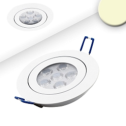 Recessed LED spot, prismatic, ultraflat, � 11.4cm, 15W 2700K 1050lm 72�, swivelling, dimmable, white