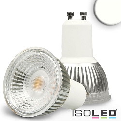 LED spot glass-COB, GU10, 6W 2700K 460lm 405cd 70, dimmable, silver / clear structured