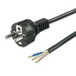 stik Schutzkontakt-Stecker schwarz, 1,5m, lose Kabelenden
