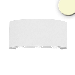 Outdoor LED wall luminaire Up&Down 6*1W CREE, with focus lenses, IP54, 6W 3200K 480lm, overlay beams, aluminium, sand white