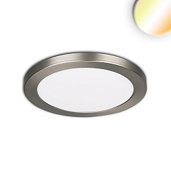 LED ceiling luminaire Slim Flex, IP44, 6W, ColorSwitch 3000|3500|4000K 510lm 120�, variable opening, brushed nickel