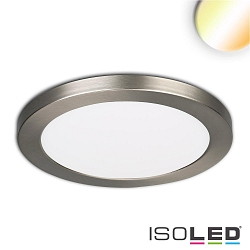 LED ceiling luminaire Slim Flex, IP44, 18W, ColorSwitch 3000|3500|4000K 1530lm 120, variable opening, brushed nickel