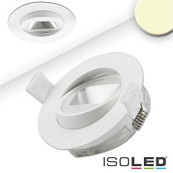Recessed LED spot, asymmetric COB, IP44, round,  9.5cm, CRI >90, swivelling, dimmable, white, 8W 3000K 450lm 50