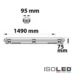 LED Wannenleuchte 150cm, IP65 IK08, Powerswitch 35-60W, Colorswitch 3000-5000K, 7750lm 120, impact resistant