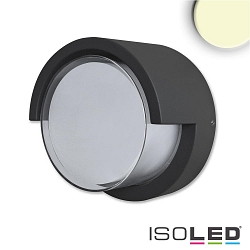 Outdoor LED wall luminaire, IP54, with roof, round,  11cm, 6W 3000K 430lm, aluminium, sand black