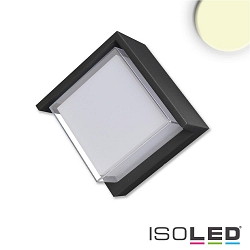 Outdoor LED wall luminaire, IP54, with roof, angular, 11 x 11cm, 6W 3000K 380lm, aluminium, sand black