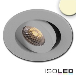 Recessed LED luminaire MiniAMP, IP40,  5.2cm, 24V DC, CRi >91, swivelling 30, dimmable, 3W 3000K 300lm 50, brushed alu