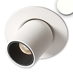 Recessed LED luminaire PIPE MiniAMP, IP40, � 5.2cm, 24V DC, rotatable and swivelling, dimmable, 3W 4000K 250lm 50�, white