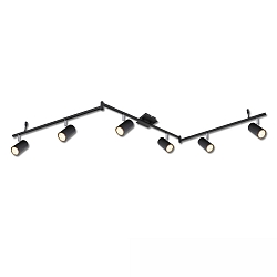 Spotlight bar 6-flammer, svingbar, drejelig, med leddelt arm GU10 IP20, sort d�mpbar