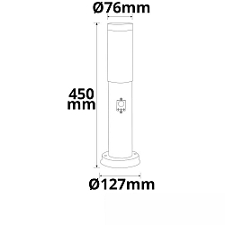 P�lelampe 450 SENSOR cylindrisk, med sensor, omskiftelig E27 IP44, rustfrit st�l 