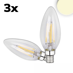 LED lyskilde kertef�rmet CANLDE C35 s�t med 3, omskiftelig E14 4W 400lm 3000K 360� CRI 80-89 