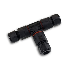 Kabel T-forbindelse IP68, 6.5-11MM / 0.75-2.5MM�, 250V 16A 3-polet, sort