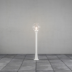 Path luminaire ORION, E27 max. 60W, white aluminium / clear acrylic glass