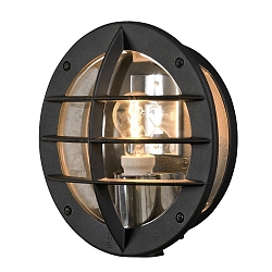 Udendørs wall luminaire ODEN med stikkontakt E27 IP23, opal, sort
