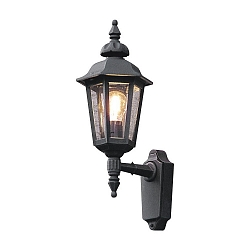 Wall luminaire PALLAS UP SMALL, height 48cm, E27 max. 60W, black aluminium / smoked acrylic glass
