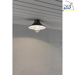 Outdoor HighPower LED ceiling luminaire VEGA, IP44, 2W 3000K 700lm, black aluminium / clear glass