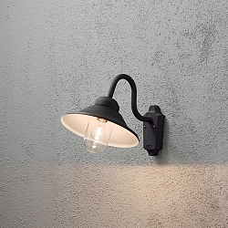 Outdoor wall luminaire VEGA, E27 max. 60W, black aluminium / clear glass