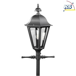 Lamp head / candelabra PALLAS, 1-flame, E27 max. 60W, black aluminium / smoked acrylic glass