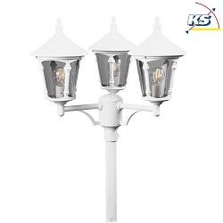 3pc. set of lamp head / candelabra, VIRGO, 1-flame, 3x E27 max. 100W, white aluminium / smoked acrylic glass