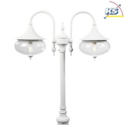 Lamp head LIBRA, 2-flame, 2x E27 max. 100W, white aluminium / clear glass