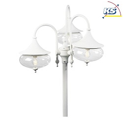 Lamp head LIBRA, 3-flame, 3x E27 max. 100W, white aluminium / clear glass