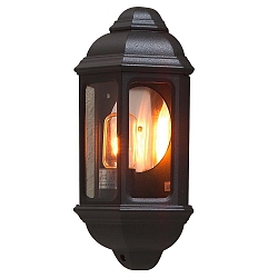 Udendørs wall luminaire CAGLIARI E27 IP43, sort, gennemsigtig